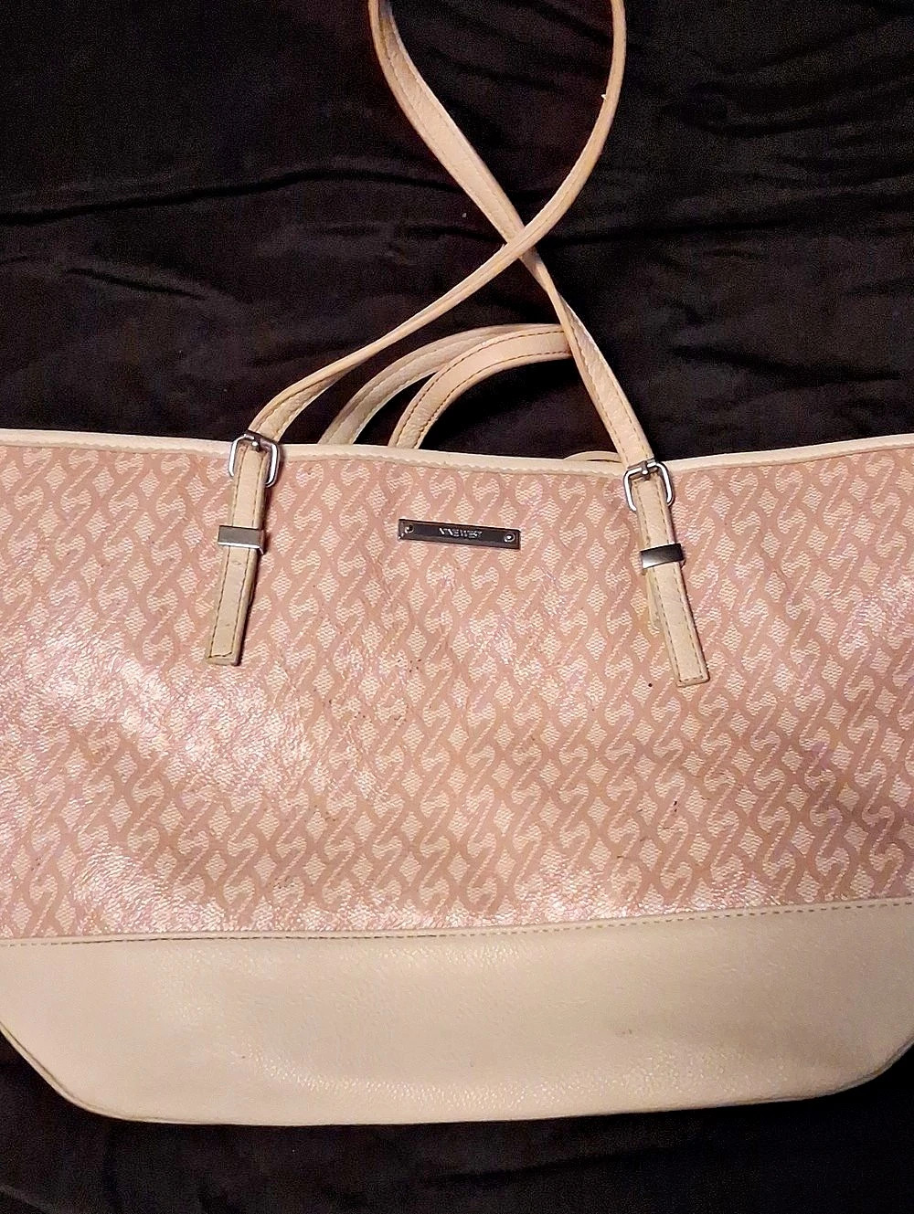 Nine West Geometric Tote in Pink & Cream